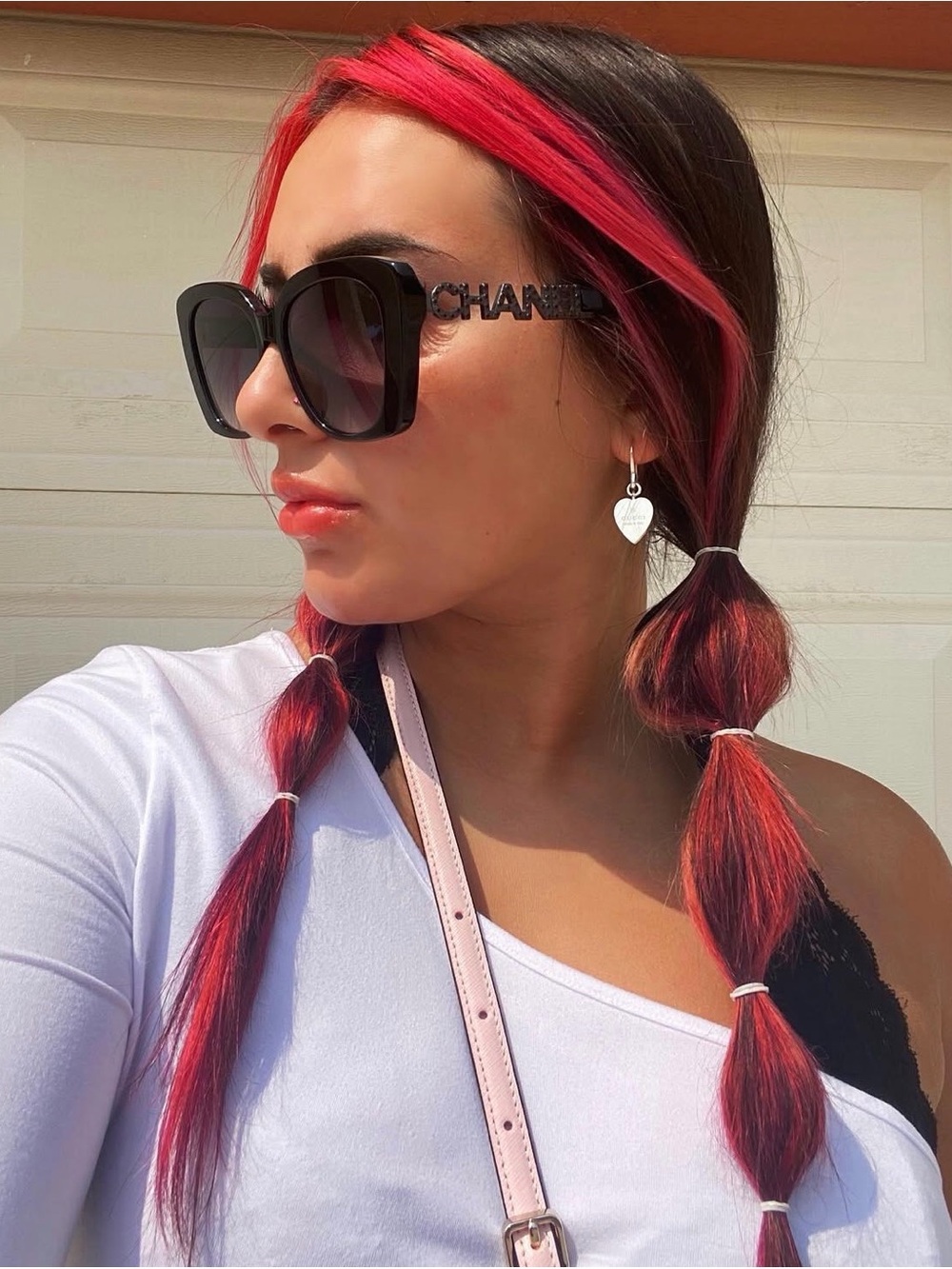 CHANEL Black Oversized Logo Temple Sunglasses